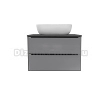 Тумба с раковиной Runo Мальта 70 подвесная, темно-серая, серая