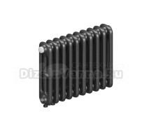 Радиатор стальной трубчатый TUBOG Classic Ventil 3037 DV1 3 трубы, 10 секций, нижнее универсальное подключение, титан RAL 9223 matt