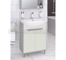 Тумба под раковину без столешницы Runo Эконова 50 напольная, серо-оливковая