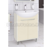 Тумба с раковиной Runo Эконова 60 напольная, белая крем