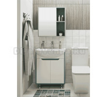 Мебель для ванной комнаты Runo Эконова 50 напольная, бирюзово-белая