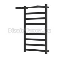 Полотенцесушитель электрический APEXTERMO Terra TR01185BM 80x55 см, подключение справа, слева, скрытое подключение справа, матовый черный, лесенка, из стали, с полкой