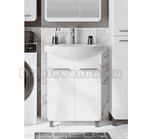 Тумба под раковину без столешницы Runo Эрика 60 напольная, глянцевая белая