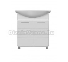 Тумба под раковину без столешницы Runo Эрика 75 напольная, глянцевая белая