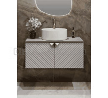 Тумба под раковину со столешницей Runo Андорра 70 подвесная, кашемир серый, дуб какао