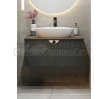 Тумба с раковиной Runo Андорра 70 подвесная, графит, дуб коньячный