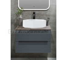 Тумба под раковину со столешницей Runo Орлеан 60 подвесная, зеленая, дуб натуральный