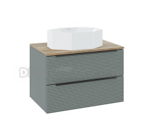 Тумба с раковиной Runo Орлеан 60 подвесная, зеленая, дуб натуральный