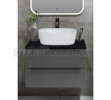 Тумба с раковиной Runo Орлеан 60 подвесная, серая, черная