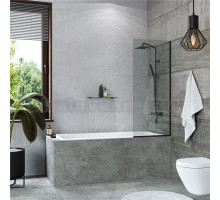 Шторка на ванну MebelVann Ben 423 140х50 см, профиль черный, стекло прозрачное