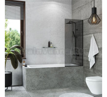 Шторка на ванну MebelVann Ben 423 140х50 см, профиль черный, стекло тонированное