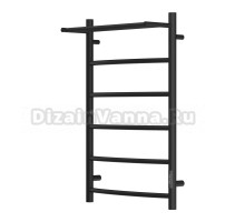 Полотенцесушитель электрический APEXTERMO Corona CR01185BM 80x55 см, подключение справа, слева, скрытое подключение справа, матовый черный, лесенка, дуга, из стали, с полкой