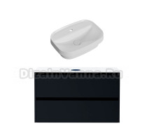 Тумба с раковиной Allen Brau Activity 100 с подсветкой, матовый антрацит, черный браш, столешница белая, раковина Fantasy Sphere 55x40, белая