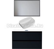 Мебель для ванной комнаты Allen Brau Activity 100 с подсветкой, матовый антрацит, черный браш, столешница белая, раковина Fantasy Sphere 55х40, белая