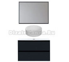 Мебель для ванной комнаты Allen Brau Activity 100 с подсветкой, матовый антрацит, черный браш, столешница белая, раковина Fantasy Romb 36, белая