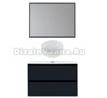 Мебель для ванной комнаты Allen Brau Activity 100 с подсветкой, матовый антрацит, черный браш, столешница белая, раковина Fantasy Line 36, белая