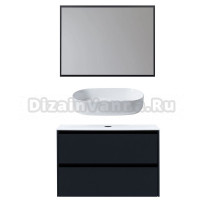 Мебель для ванной комнаты Allen Brau Activity 100 с подсветкой, матовый антрацит, черный браш, столешница белая, раковина Fantasy Oval 55, белая