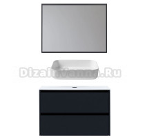 Мебель для ванной комнаты Allen Brau Activity 100 с подсветкой, матовый антрацит, черный браш, столешница белая, раковина Fantasy Quad 50, белая