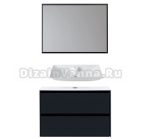 Мебель для ванной комнаты Allen Brau Activity 100 с подсветкой, матовый антрацит, черный браш, столешница белая, раковина Fantasy Y 64x40, белая