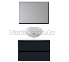 Мебель для ванной комнаты Allen Brau Activity 100 с подсветкой, матовый антрацит, черный браш, столешница белая, раковина Fantasy Round 45, белая
