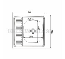 Мойка 60х60 (0,6) прав вып 3 1/2 MIXLINE 16см с сифоном ДЕКОР