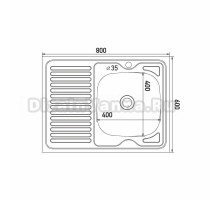 Мойка 80х60 (0,6) прав вып 3 1/2 MIXLINE 16см  с сифоном ДЕКОР
