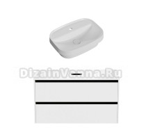 Тумба с раковиной Allen Brau Activity 100 с подсветкой, матовый белый, черный браш, столешница белая, раковина Fantasy Sphere 55x40, белая