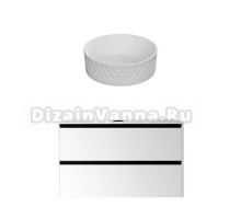 Тумба с раковиной Allen Brau Activity 100 с подсветкой, матовый белый, черный браш, столешница белая, раковина Fantasy Romb 36 белая