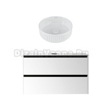 Тумба с раковиной Allen Brau Activity 100 с подсветкой, матовый белый, черный браш, столешница белая, раковина Fantasy Line 36, белая