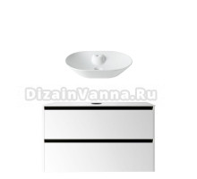 Тумба с раковиной Allen Brau Activity 100 с подсветкой, матовый белый, черный браш, столешница белая, раковина Fantasy Bowl 60x42, белая