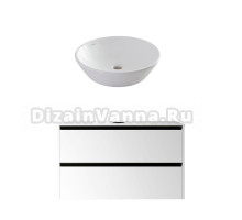 Тумба с раковиной Allen Brau Activity 100 с подсветкой, матовый белый, черный браш, столешница белая, раковина Fantasy Round 45, белая