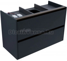 Тумба под раковину без столешницы Allen Brau Activity 100 с подсветкой, матовый антрацит, олива браш