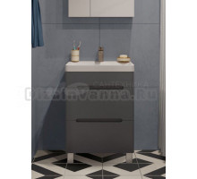 Тумба с раковиной Runo Парма 60 напольная, 2 ящика, графит