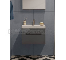 Тумба с раковиной Runo Парма 60 подвесная, 1 ящик, графит