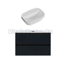 Тумба с раковиной Allen Brau Activity 100 с подсветкой, матовый антрацит, олива браш, столешница белая, раковина Fantasy Sphere 55x40, белая