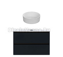 Тумба с раковиной Allen Brau Activity 100 с подсветкой, матовый антрацит, олива браш, столешница белая, раковина Fantasy Romb 36 белая