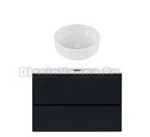 Тумба с раковиной Allen Brau Activity 100 с подсветкой, матовый антрацит, олива браш, столешница белая, раковина Fantasy Line 36, белая