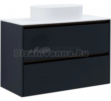 Тумба с раковиной Allen Brau Activity 100 с подсветкой, матовый антрацит, олива браш, столешница белая, раковина Fantasy Oval 55x36, белая