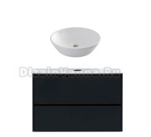 Тумба с раковиной Allen Brau Activity 100 с подсветкой, матовый антрацит, олива браш, столешница белая, раковина Fantasy Round 45, белая