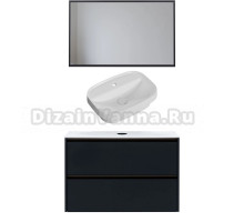 Мебель для ванной комнаты Allen Brau Activity 100 с подсветкой, матовый антрацит, олива браш, столешница белая, раковина Fantasy Sphere 55х40, белая