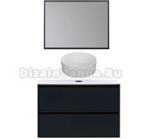 Мебель для ванной комнаты Allen Brau Activity 100 с подсветкой, матовый антрацит, олива браш, столешница белая, раковина Fantasy Romb 36, белая