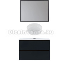 Мебель для ванной комнаты Allen Brau Activity 100 с подсветкой, матовый антрацит, олива браш, столешница белая, раковина Fantasy Line 36, белая