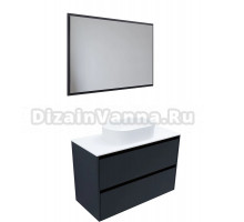 Мебель для ванной комнаты Allen Brau Activity 100 с подсветкой, матовый антрацит, олива браш, столешница белая, раковина Fantasy Oval 55, белая