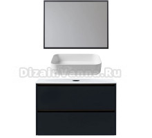 Мебель для ванной комнаты Allen Brau Activity 100 с подсветкой, матовый антрацит, олива браш, столешница белая, раковина Fantasy Quad 50, белая