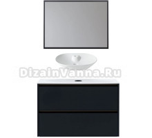 Мебель для ванной комнаты Allen Brau Activity 100 с подсветкой, матовый антрацит, олива браш, столешница белая, раковина Fantasy Bowl 60, белая