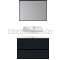 Мебель для ванной комнаты Allen Brau Activity 100 с подсветкой, матовый антрацит, олива браш, столешница белая, раковина Fantasy Y 64x40, белая