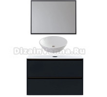 Мебель для ванной комнаты Allen Brau Activity 100 с подсветкой, матовый антрацит, олива браш, столешница белая, раковина Fantasy Round 45, белая