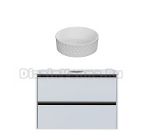 Тумба с раковиной Allen Brau Activity 100 с подсветкой, матовый белый, олива браш, столешница белая, раковина Fantasy Romb 36 белая