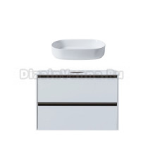 Тумба с раковиной Allen Brau Activity 100 с подсветкой, матовый белый, олива браш, столешница белая, раковина Fantasy Oval 55x36, белая