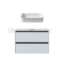 Тумба с раковиной Allen Brau Activity 100 с подсветкой, матовый белый, олива браш, столешница белая, раковина Fantasy Quad 50x36, белая